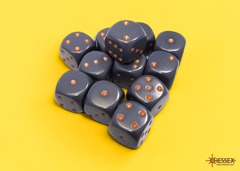 Opaque Dark Grey/copper 16mm d6 Dice Block (12 dice)